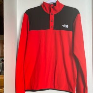 The North Face Red and Black 1/4 Snap Button Sweater Mens Medium